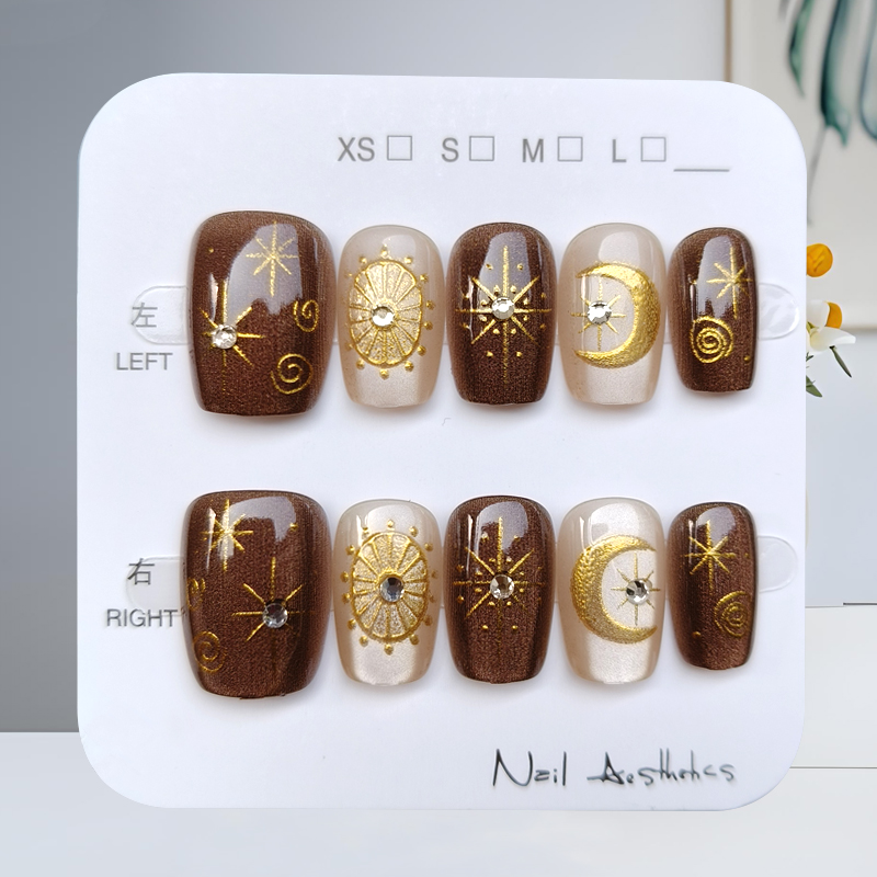 Nail Art Quirky - 10Pcs Stiker Kuku 3D Rhinestone Gilded