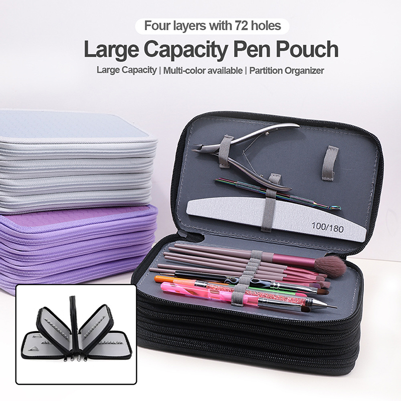 Nail Fan Brush - Tas Alat Seni Kuku Kapasitas Besar