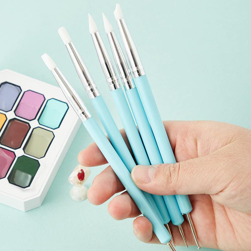 Nail Art Dotting Tool - 1/10/15Pcs Pena Seni Kuku Silikon Dua