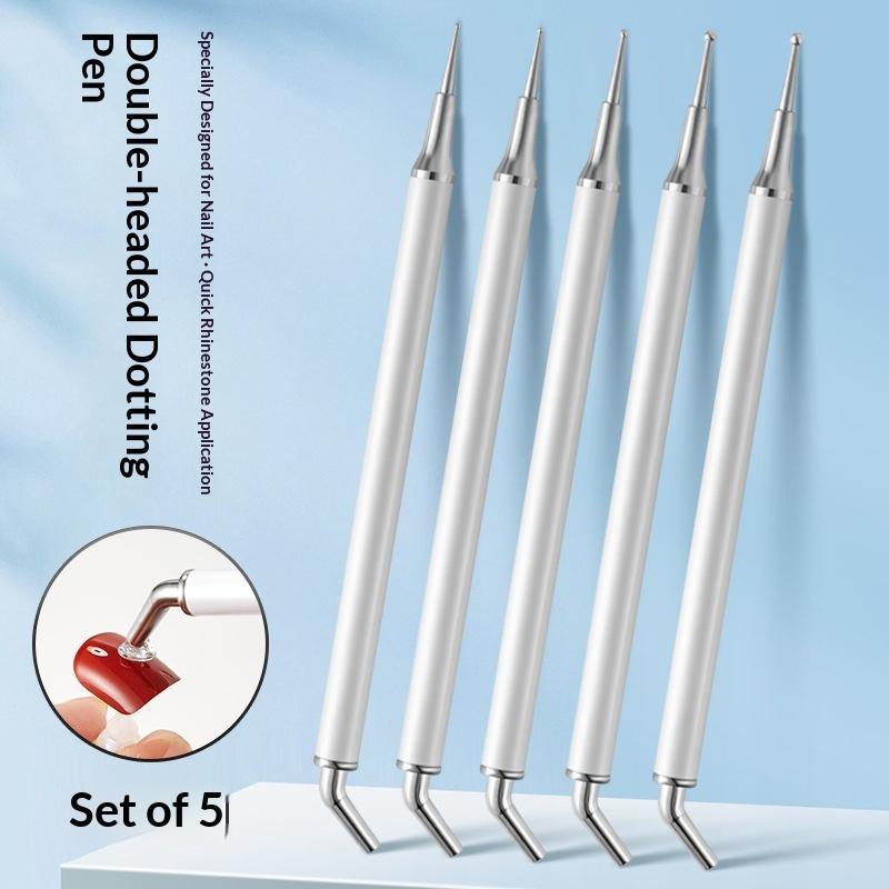 Nail Art Dotting Tool - 5Pcs Alat Pengambil Kristal Akrilik Berujung