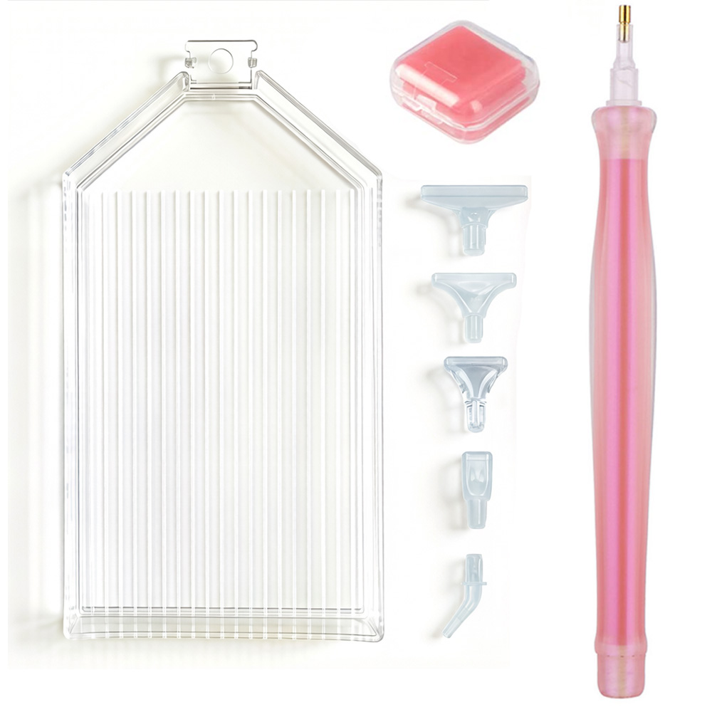 Nail Art Dotting Tool - Set Peralatan Lukis Berlian, Tray Penyimpanan,