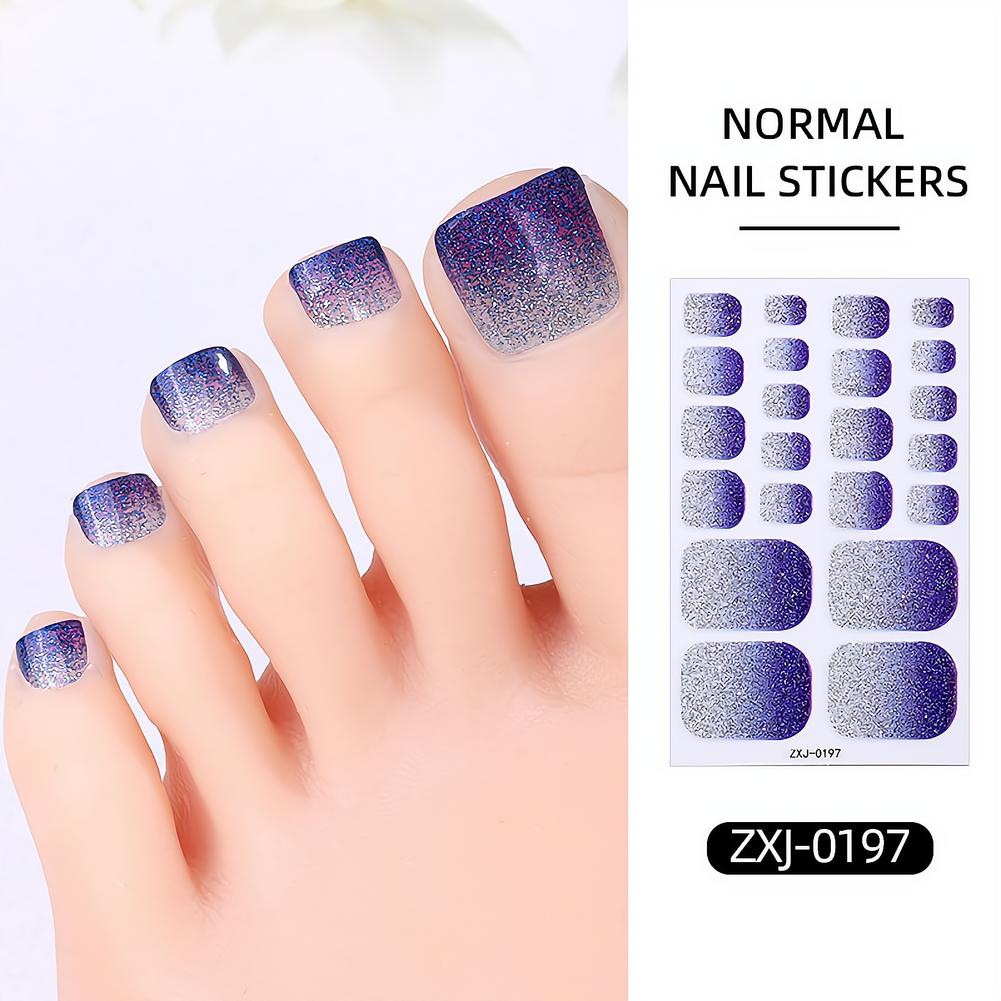 Nail Art Ombre Glitter - 22 Tips Stiker Kuku Kaki Glitter