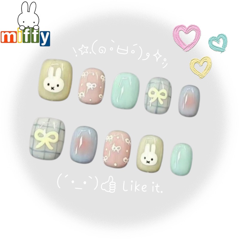 Nail Art Quirky - Kelinci Miffy | Miffy Berwarna Macaron