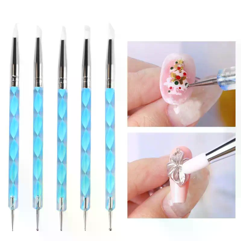 Nail Art Dotting Tool - 5 Pcs Alat Pahat Silikon untuk