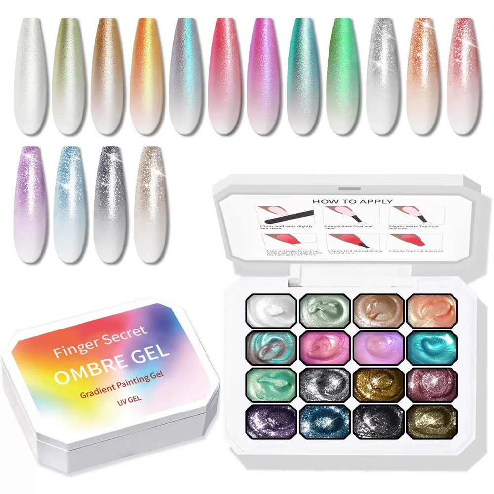 Nail Art Ombre Glitter - Palet Gel Ombre Krim Solid 9-24