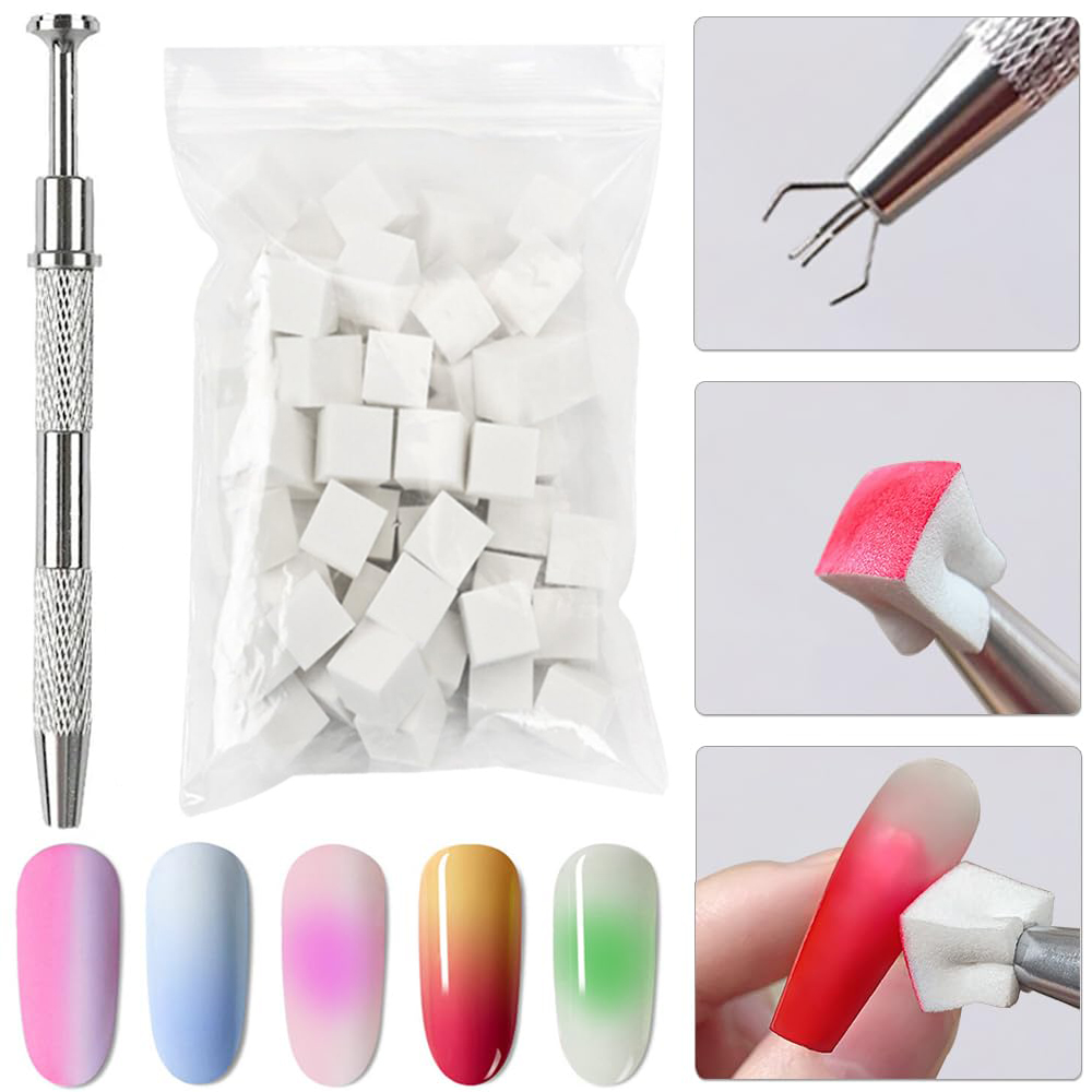 50 Buah Spons Seni Kuku + Pena - Nail Art Ombre Glitter ulasan dan harga