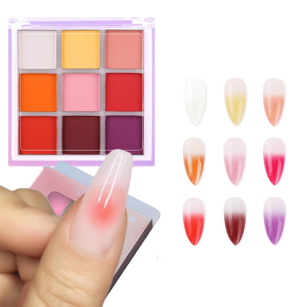 4/6/9 warna palet pigmen kuku  - Nail Art Ombre Glitter ulasan dan harga