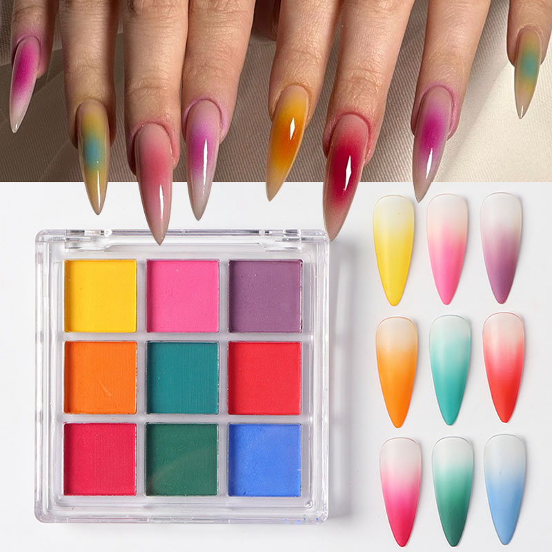 9 Warna Gradien Manikur Seni K - Nail Art Ombre Glitter ulasan dan harga