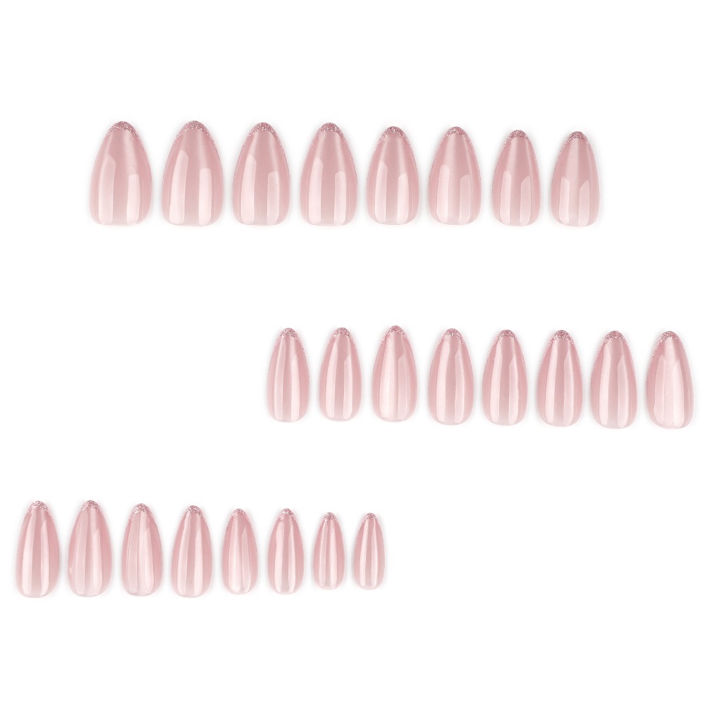 Kuku Palsu Medium Almond Glitt - Nail Art Ombre Glitter ulasan dan harga