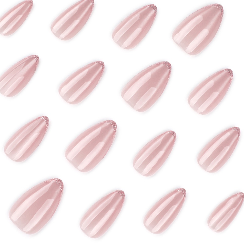 Kuku Palsu Medium Almond Glitt - Nail Art Ombre Glitter ulasan dan harga