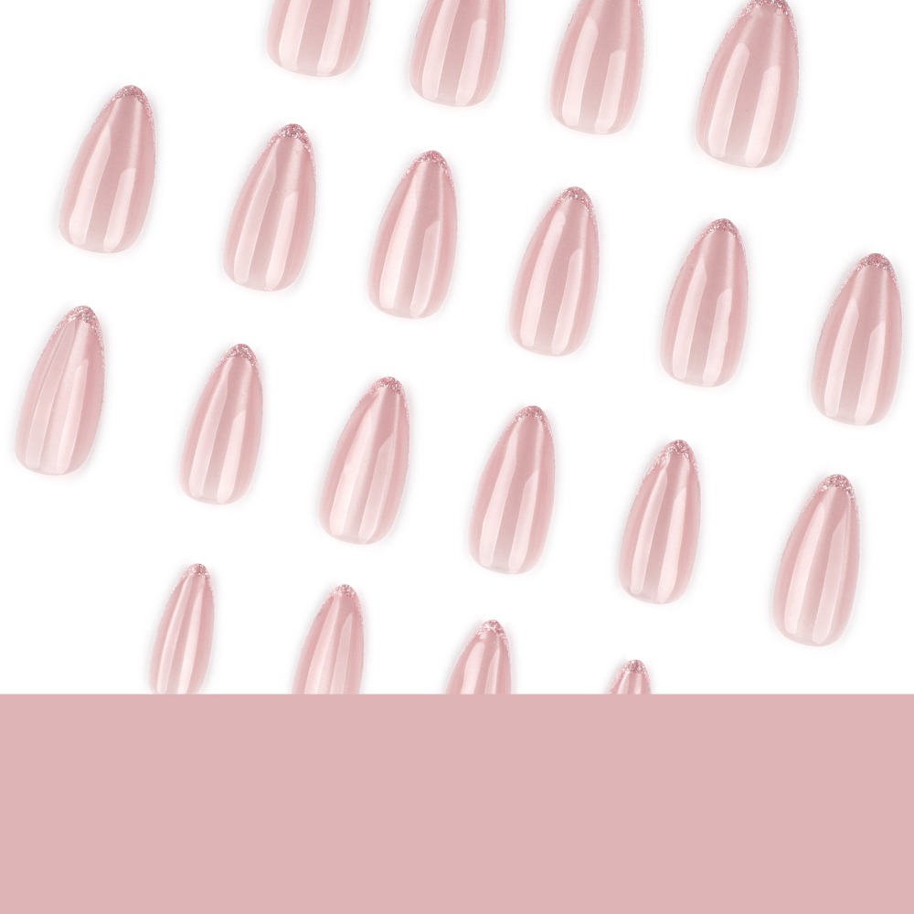 Kuku Palsu Medium Almond Glitt - Nail Art Ombre Glitter ulasan dan harga