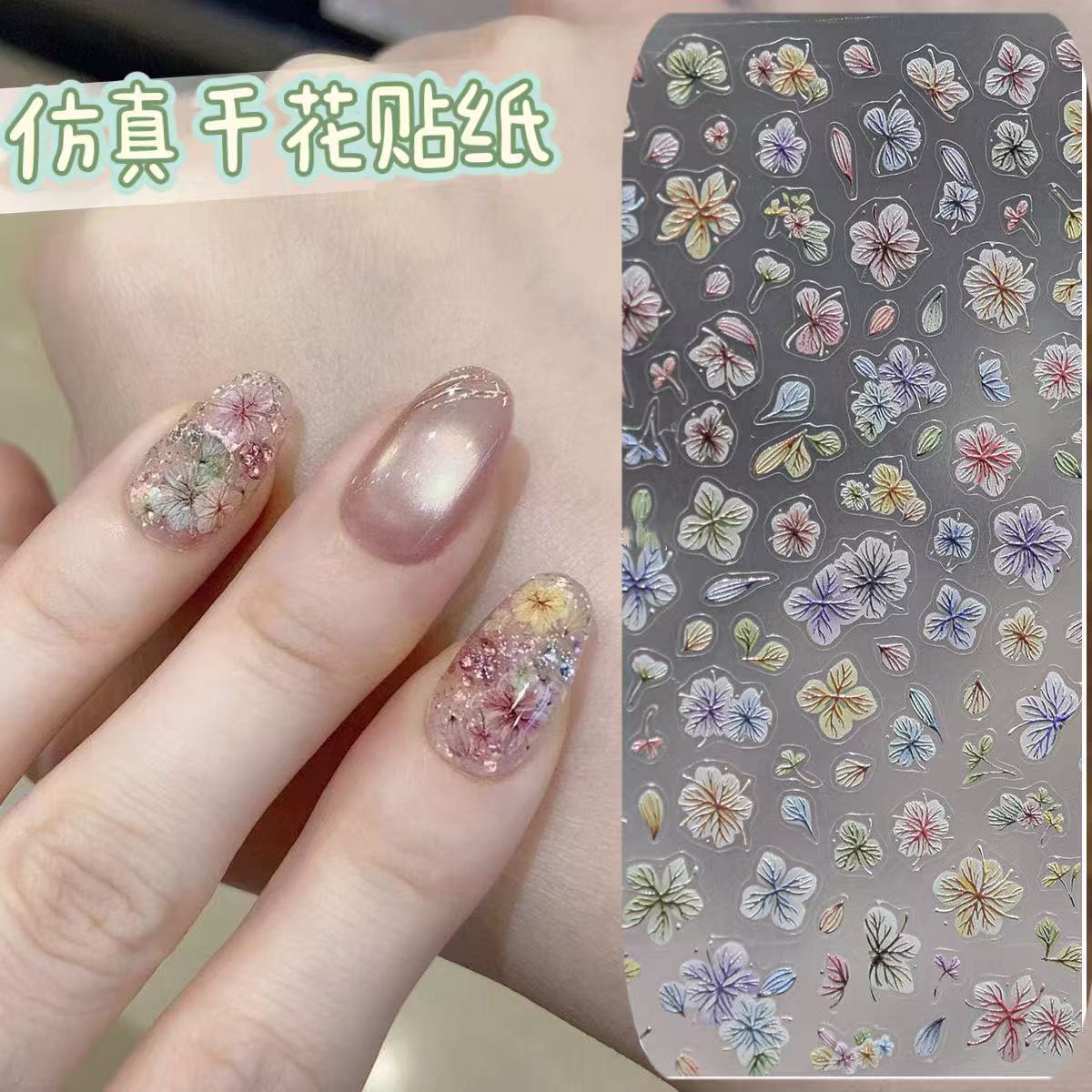 Stiker Kuku Bunga Kering Viral - Nail Art Ombre Glitter ulasan dan harga