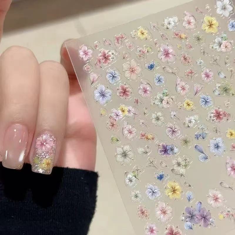 Stiker Kuku Bunga Kering Viral - Nail Art Ombre Glitter ulasan dan harga