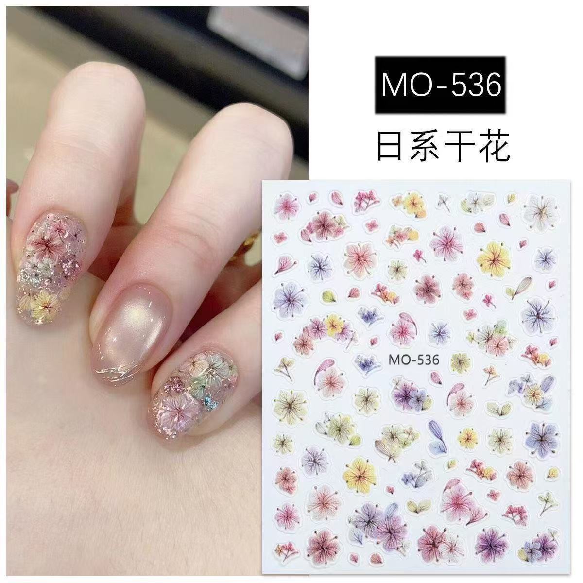 Stiker Kuku Bunga Kering Viral - Nail Art Ombre Glitter ulasan dan harga