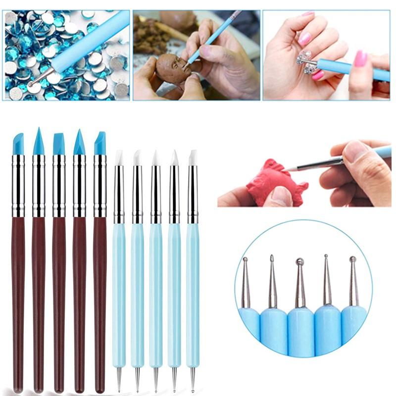1/10/15Pcs Pena Seni Kuku Sili - Nail Art Dotting Tool ulasan dan harga