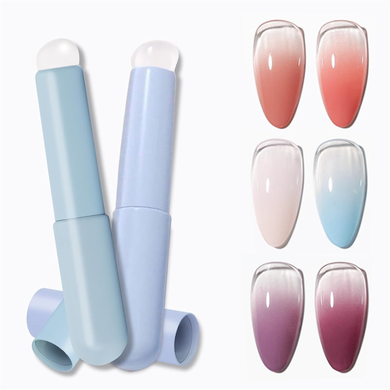 2 Buah Kuas Kuku Kepala Siliko - Nail Art Ombre Glitter ulasan dan harga