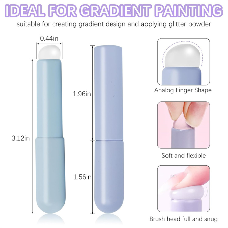 2 Buah Kuas Kuku Kepala Siliko - Nail Art Ombre Glitter ulasan dan harga