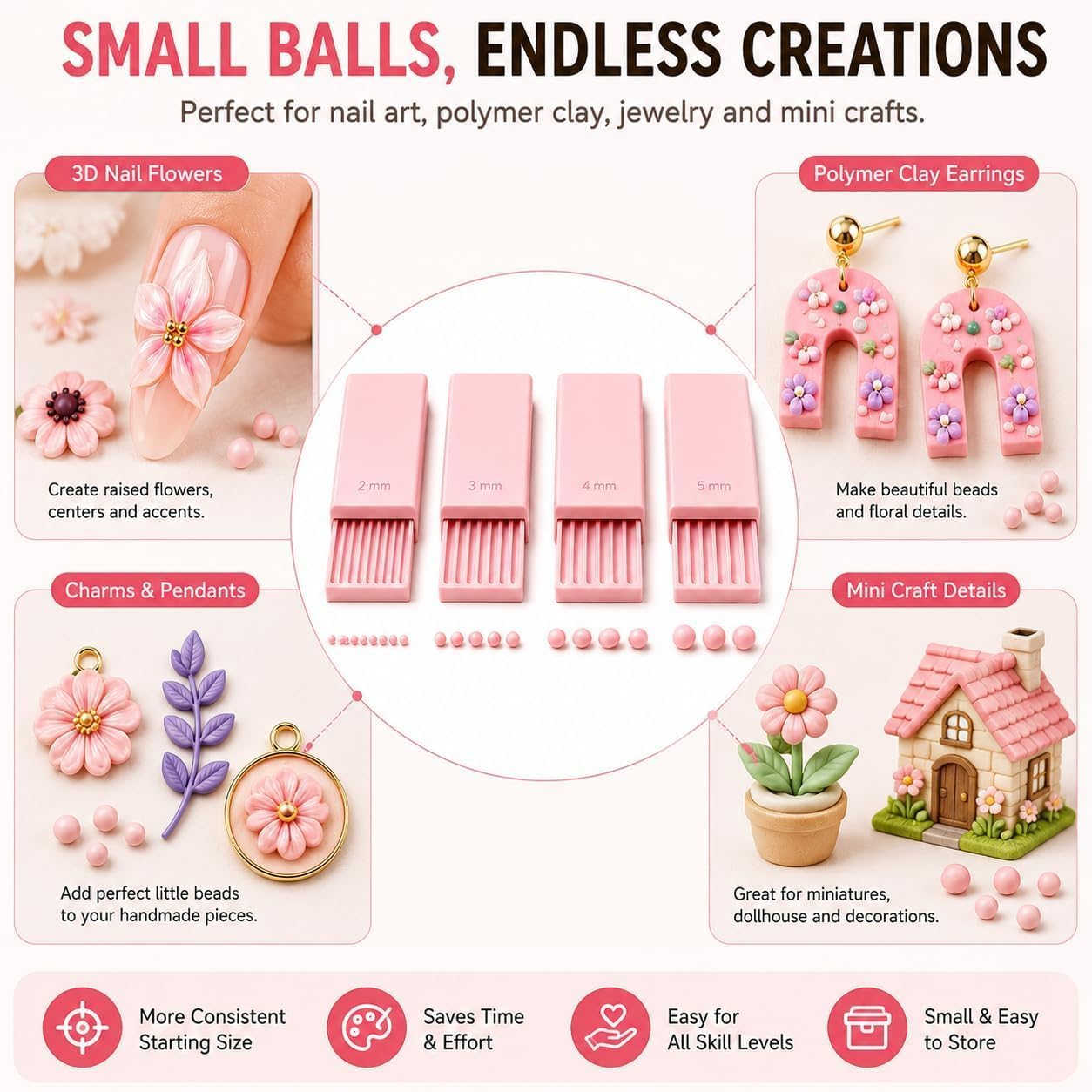 4PCS Alat Pembuat Bola Gel Tan - Nail Art Ideas ulasan dan harga
