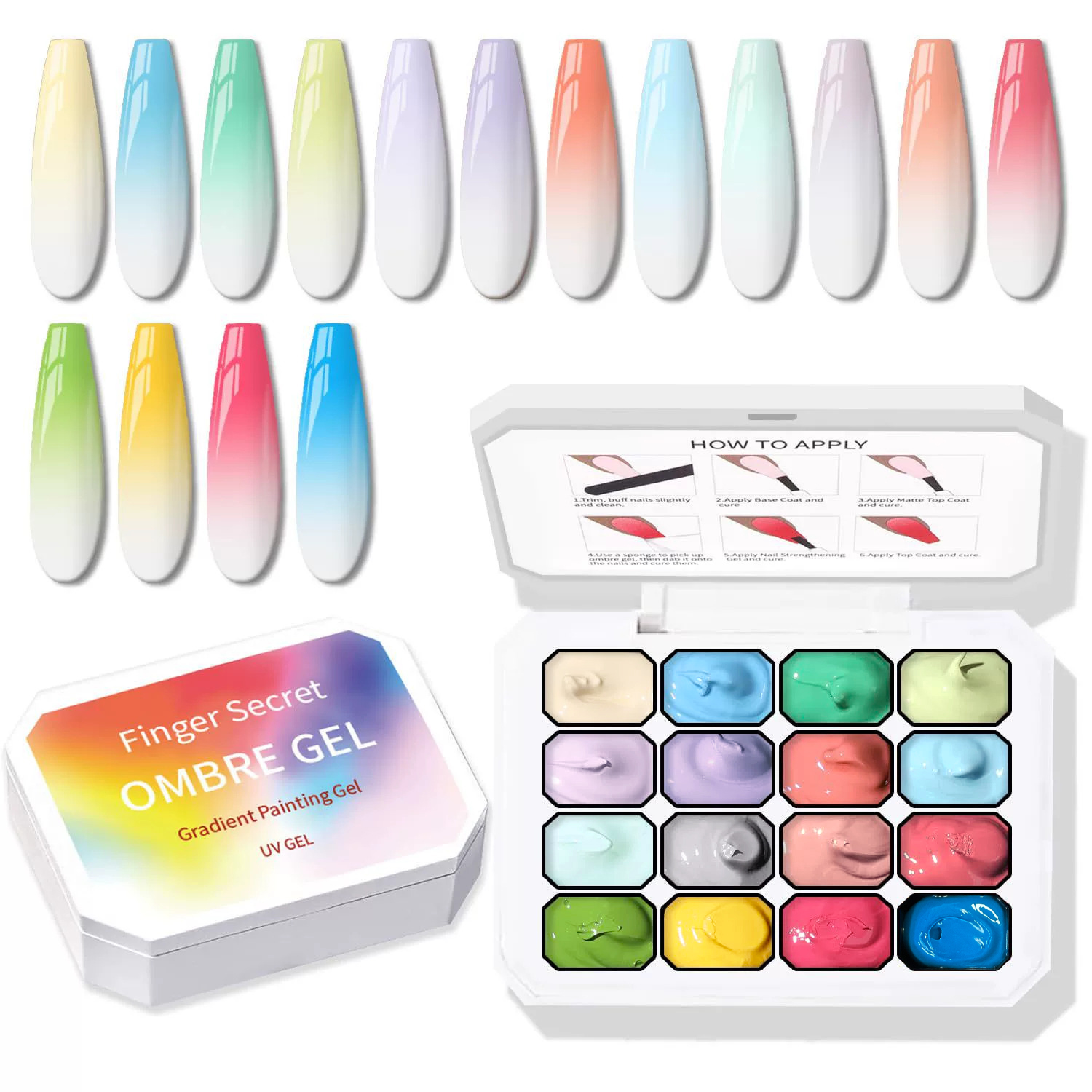 Palet Gel Ombre Krim Solid 9-2 - Nail Art Ombre Glitter ulasan dan harga