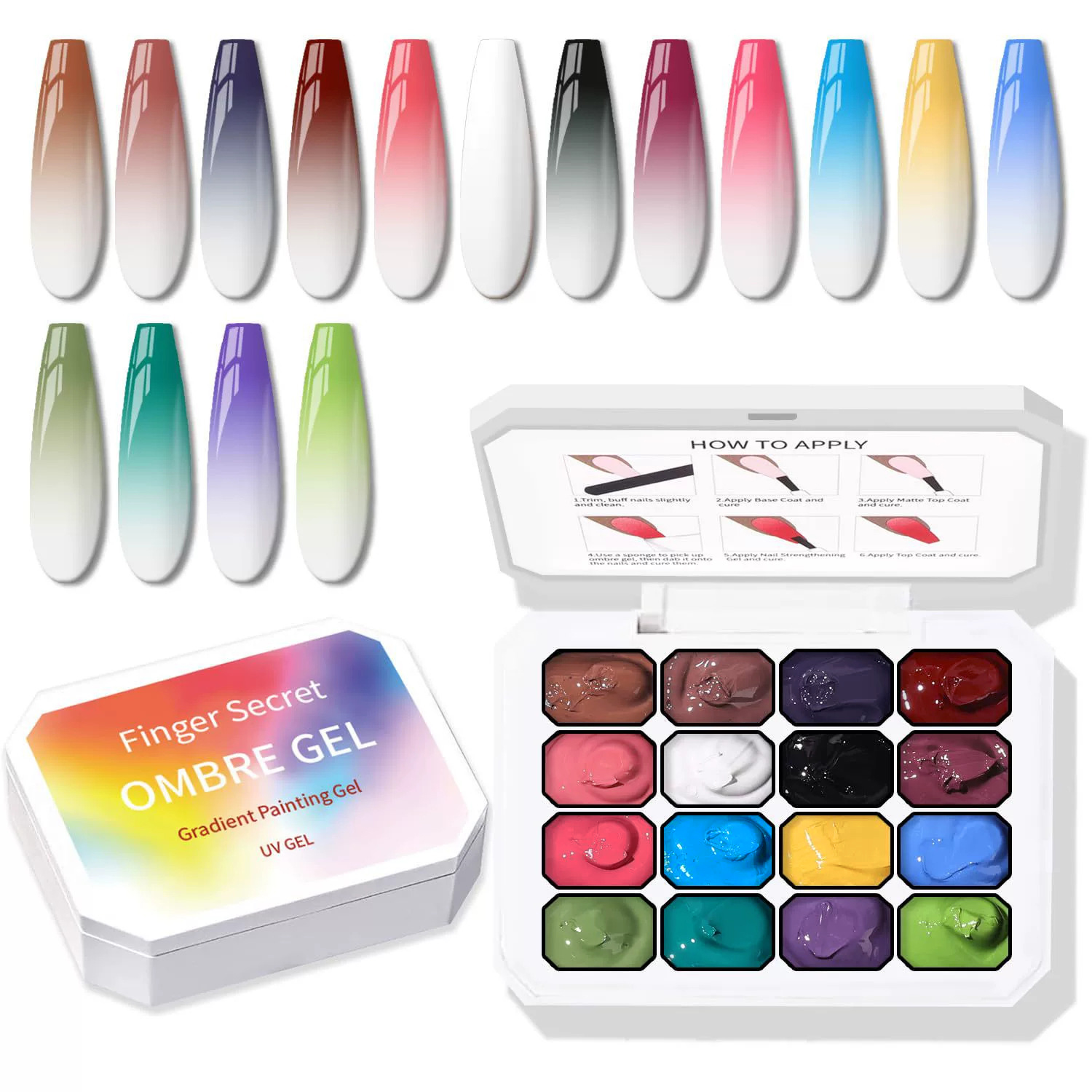 Palet Gel Ombre Krim Solid 9-2 - Nail Art Ombre Glitter ulasan dan harga
