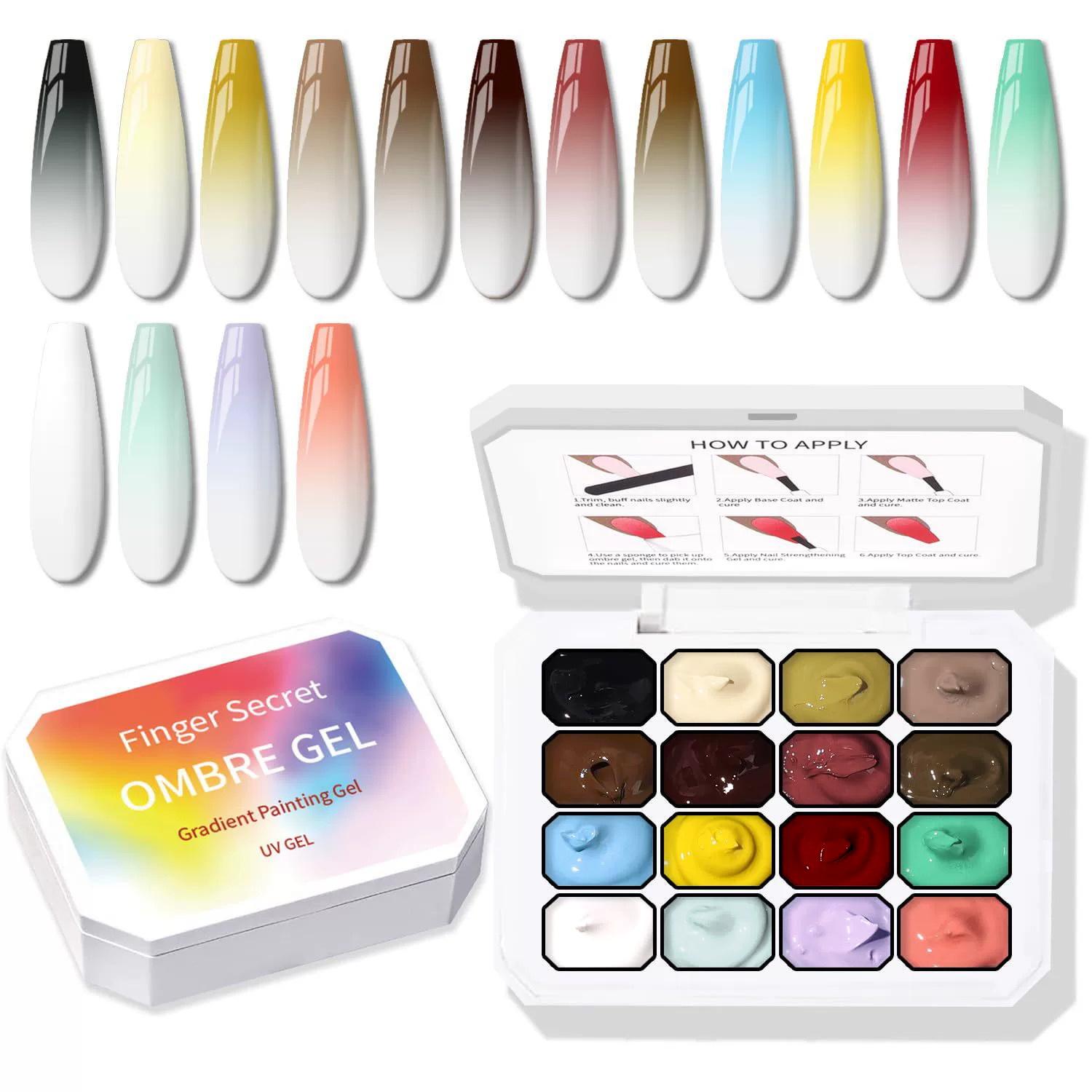 Palet Gel Ombre Krim Solid 9-2 - Nail Art Ombre Glitter ulasan dan harga