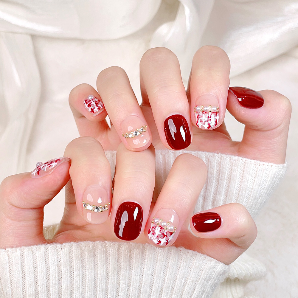 10pcs Kuku Palsu Pendek Perseg - Nail Art Quirky ulasan dan harga