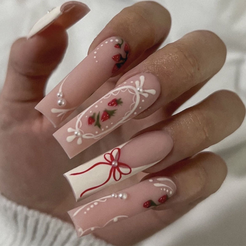 24 pcs Kuku Palsu Motif Bunga  - Nail Art Quirky ulasan dan harga